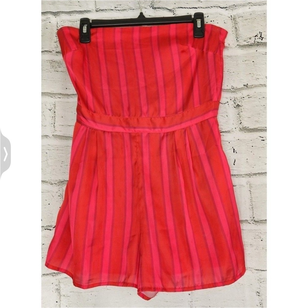 Lovers + Friends Red Striped Sleeveless Size Medium Women's Romper